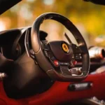 steering wheel view of the Ferrari 812 Superfast in Zurich