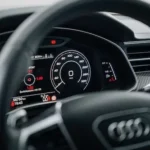 steering wheel view of the audi rs6 in zurich