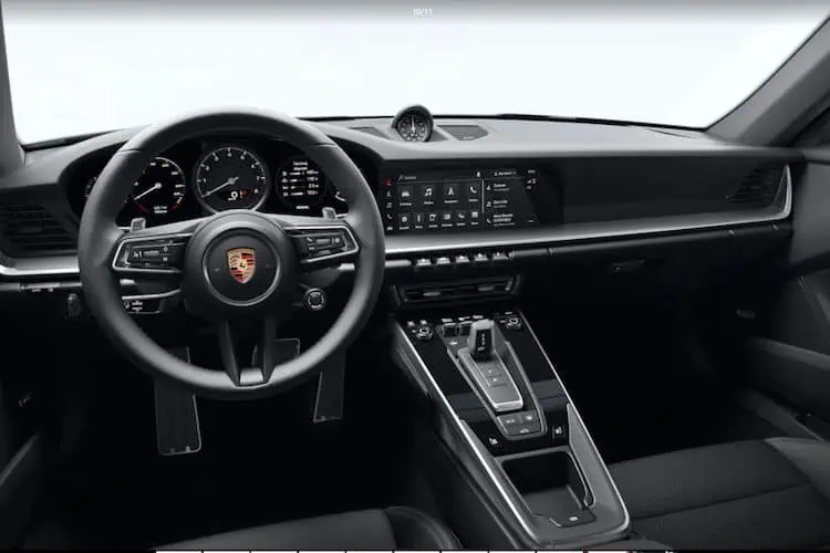steering wheel view of the Porsche Carrera in Zurich
